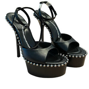 Alexander Wang Nova 145 Platform Sandals Studded Ankle Strap Leather Sz 38.5